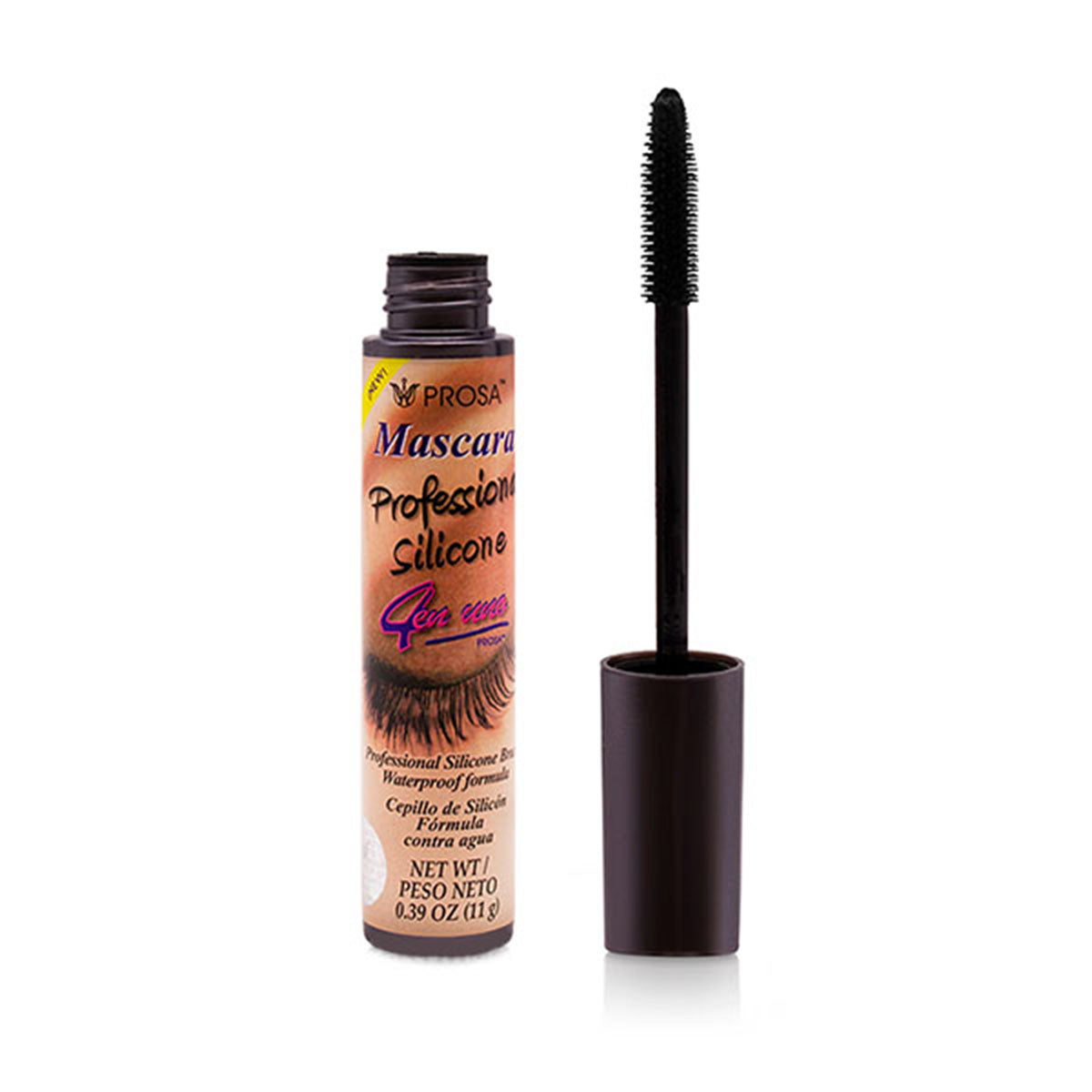 PROSA Professional Silicone Mascara 4 in 1 - Waterproof, Separates Lashes, Regenerates & Strengthens